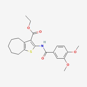 molecular formula C21H25NO5S B2962803 ethyl 2-[(3,4-dimethoxybenzoyl)amino]-5,6,7,8-tetrahydro-4H-cyclohepta[b]thiophene-3-carboxylate CAS No. 397290-67-4