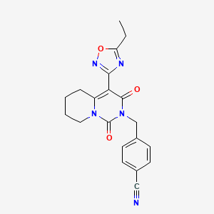 molecular formula C20H19N5O3 B2962804 4-{[4-(5-ethyl-1,2,4-oxadiazol-3-yl)-1,3-dioxo-5,6,7,8-tetrahydro-1H-pyrido[1,2-c]pyrimidin-2(3H)-yl]methyl}benzonitrile CAS No. 1775308-25-2