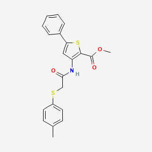 molecular formula C21H19NO3S2 B2962808 Methyl 5-phenyl-3-(2-(p-tolylthio)acetamido)thiophene-2-carboxylate CAS No. 922630-18-0