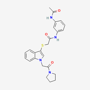 N-(3-acetamidophenyl)-2-((1-(2-oxo-2-(pyrrolidin-1-yl)ethyl)-1H-indol-3-yl)thio)acetamide