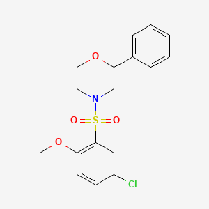 B2962856 4-((5-Chloro-2-methoxyphenyl)sulfonyl)-2-phenylmorpholine CAS No. 953986-55-5