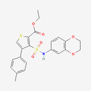 molecular formula C22H21NO6S2 B2962861 ETHYL 3-[(2,3-DIHYDRO-1,4-BENZODIOXIN-6-YL)SULFAMOYL]-4-(4-METHYLPHENYL)THIOPHENE-2-CARBOXYLATE CAS No. 946384-80-1