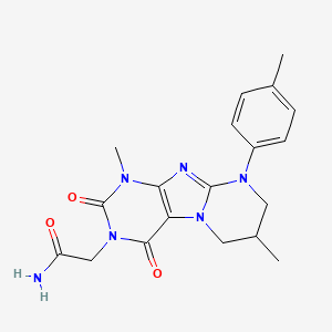 molecular formula C19H22N6O3 B2962868 2-[1,7-dimethyl-9-(4-methylphenyl)-2,4-dioxo-7,8-dihydro-6H-purino[7,8-a]pyrimidin-3-yl]acetamide CAS No. 845665-58-9