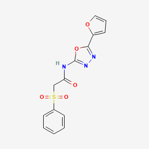 molecular formula C14H11N3O5S B2962871 N-(5-(呋喃-2-基)-1,3,4-恶二唑-2-基)-2-(苯磺酰基)乙酰胺 CAS No. 895463-10-2