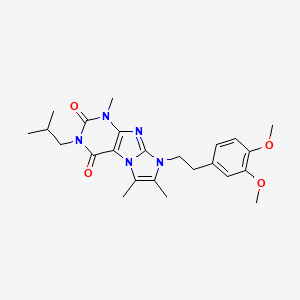 molecular formula C24H31N5O4 B2962881 8-(3,4-dimethoxyphenethyl)-3-isobutyl-1,6,7-trimethyl-1H-imidazo[2,1-f]purine-2,4(3H,8H)-dione CAS No. 896805-29-1