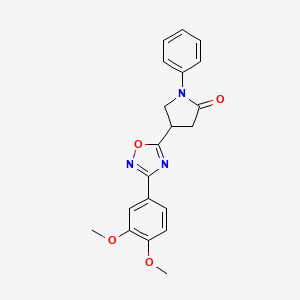 molecular formula C20H19N3O4 B2962882 4-[3-(3,4-Dimethoxyphenyl)-1,2,4-oxadiazol-5-yl]-1-phenylpyrrolidin-2-one CAS No. 941917-66-4