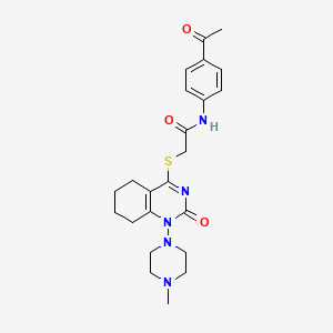 molecular formula C23H29N5O3S B2962894 N-(4-acetylphenyl)-2-((1-(4-methylpiperazin-1-yl)-2-oxo-1,2,5,6,7,8-hexahydroquinazolin-4-yl)thio)acetamide CAS No. 899755-92-1