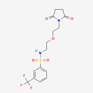 molecular formula C15H17F3N2O5S B2962901 N-(2-(2-(2,5-二氧代吡咯烷-1-基)乙氧基)乙基)-3-(三氟甲基)苯磺酰胺 CAS No. 2034615-60-4