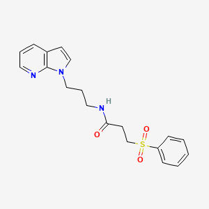 molecular formula C19H21N3O3S B2962902 N-(3-(1H-pyrrolo[2,3-b]pyridin-1-yl)propyl)-3-(phenylsulfonyl)propanamide CAS No. 1787914-49-1