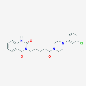 B2962928 3-[5-[4-(3-chlorophenyl)piperazin-1-yl]-5-oxopentyl]-1H-quinazoline-2,4-dione CAS No. 932990-20-0
