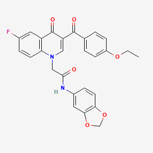 molecular formula C27H21FN2O6 B2962935 N-(2H-1,3-benzodioxol-5-yl)-2-[3-(4-ethoxybenzoyl)-6-fluoro-4-oxo-1,4-dihydroquinolin-1-yl]acetamide CAS No. 866345-21-3