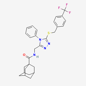 molecular formula C28H29F3N4OS B2962942 N-{[4-phenyl-5-({[4-(trifluoromethyl)phenyl]methyl}sulfanyl)-4H-1,2,4-triazol-3-yl]methyl}adamantane-1-carboxamide CAS No. 476452-06-9