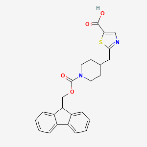 molecular formula C25H24N2O4S B2962947 2-[(1-{[(9H-fluoren-9-yl)methoxy]carbonyl}piperidin-4-yl)methyl]-1,3-thiazole-5-carboxylic acid CAS No. 2137931-76-9