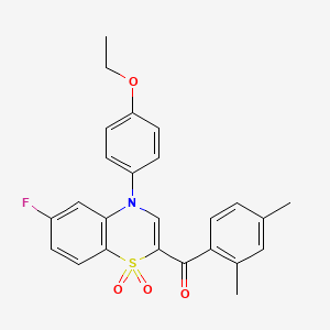 molecular formula C25H22FNO4S B2962948 (2,4-dimethylphenyl)[4-(4-ethoxyphenyl)-6-fluoro-1,1-dioxido-4H-1,4-benzothiazin-2-yl]methanone CAS No. 1114872-42-2