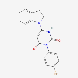 molecular formula C18H14BrN3O2 B2962952 3-(4-bromophenyl)-6-(indolin-1-yl)pyrimidine-2,4(1H,3H)-dione CAS No. 847398-93-0