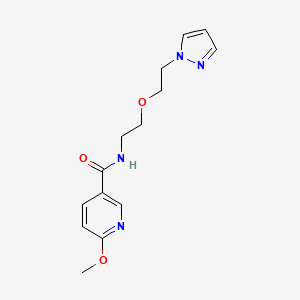 molecular formula C14H18N4O3 B2962954 6-甲氧基-N-{2-[2-(1H-吡唑-1-基)乙氧基]乙基}吡啶-3-甲酰胺 CAS No. 2097895-89-9