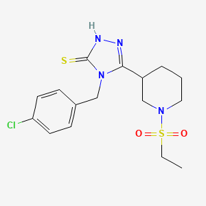 molecular formula C16H21ClN4O2S2 B2962964 4-(4-chlorobenzyl)-5-[1-(ethylsulfonyl)piperidin-3-yl]-4H-1,2,4-triazole-3-thiol CAS No. 932918-90-6