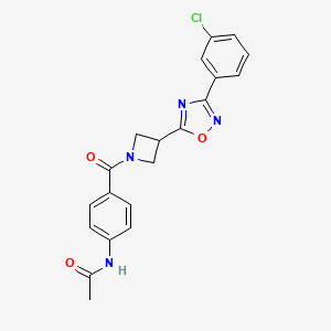 molecular formula C20H17ClN4O3 B2962970 N-(4-(3-(3-(3-chlorophenyl)-1,2,4-oxadiazol-5-yl)azetidine-1-carbonyl)phenyl)acetamide CAS No. 1448050-30-3