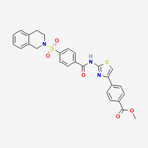 molecular formula C27H23N3O5S2 B2962981 methyl 4-{2-[4-(1,2,3,4-tetrahydroisoquinoline-2-sulfonyl)benzamido]-1,3-thiazol-4-yl}benzoate CAS No. 361173-95-7