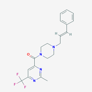 molecular formula C20H21F3N4O B2962985 2-methyl-4-{4-[(2E)-3-phenylprop-2-en-1-yl]piperazine-1-carbonyl}-6-(trifluoromethyl)pyrimidine CAS No. 2415642-16-7