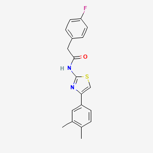molecular formula C19H17FN2OS B2962995 N-[4-(3,4-dimethylphenyl)-1,3-thiazol-2-yl]-2-(4-fluorophenyl)acetamide CAS No. 922646-14-8