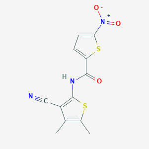 molecular formula C12H9N3O3S2 B2963001 N-(3-cyano-4,5-dimethylthiophen-2-yl)-5-nitrothiophene-2-carboxamide CAS No. 896301-85-2