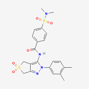 molecular formula C22H24N4O5S2 B2963018 N-[2-(3,4-dimethylphenyl)-5,5-dioxo-2H,4H,6H-5lambda6-thieno[3,4-c]pyrazol-3-yl]-4-(dimethylsulfamoyl)benzamide CAS No. 681268-15-5