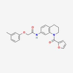 molecular formula C23H22N2O4 B2963028 N-[1-(furan-2-carbonyl)-1,2,3,4-tetrahydroquinolin-7-yl]-2-(3-methylphenoxy)acetamide CAS No. 1005294-15-4