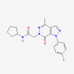 molecular formula C19H20FN5O2 B2963041 N-cyclopentyl-2-[1-(4-fluorophenyl)-4-methyl-7-oxo-1H,6H,7H-pyrazolo[3,4-d]pyridazin-6-yl]acetamide CAS No. 946379-02-8