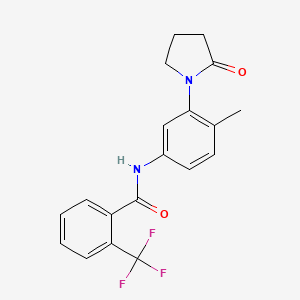 molecular formula C19H17F3N2O2 B2963042 N-[4-methyl-3-(2-oxopyrrolidin-1-yl)phenyl]-2-(trifluoromethyl)benzamide CAS No. 941957-23-9