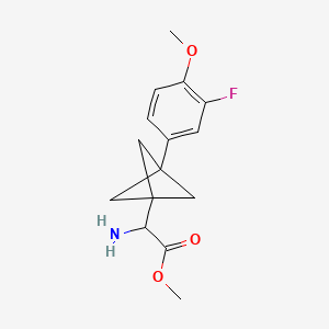 molecular formula C15H18FNO3 B2963046 Methyl 2-amino-2-[3-(3-fluoro-4-methoxyphenyl)-1-bicyclo[1.1.1]pentanyl]acetate CAS No. 2287261-17-8