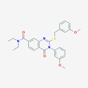 molecular formula C28H29N3O4S B2963142 N,N-diethyl-3-(3-methoxyphenyl)-2-{[(3-methoxyphenyl)methyl]sulfanyl}-4-oxo-3,4-dihydroquinazoline-7-carboxamide CAS No. 1115526-13-0