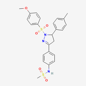 B2963156 N-(4-(1-((4-methoxyphenyl)sulfonyl)-5-(p-tolyl)-4,5-dihydro-1H-pyrazol-3-yl)phenyl)methanesulfonamide CAS No. 851780-78-4