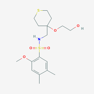 molecular formula C17H27NO5S2 B2963190 N-{[4-(2-hydroxyethoxy)thian-4-yl]methyl}-2-methoxy-4,5-dimethylbenzene-1-sulfonamide CAS No. 2310046-03-6