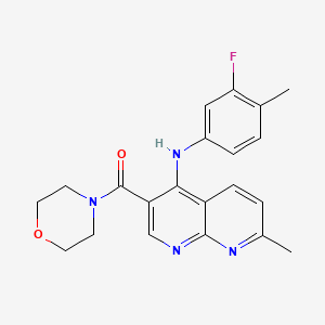 molecular formula C21H21FN4O2 B2963216 N-(3-fluoro-4-methylphenyl)-7-methyl-3-(morpholine-4-carbonyl)-1,8-naphthyridin-4-amine CAS No. 1251702-81-4