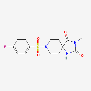 molecular formula C14H16FN3O4S B2963239 8-(4-fluorobenzenesulfonyl)-3-methyl-1,3,8-triazaspiro[4.5]decane-2,4-dione CAS No. 941880-90-6