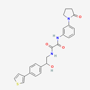 molecular formula C24H23N3O4S B2963257 N'-{2-hydroxy-2-[4-(thiophen-3-yl)phenyl]ethyl}-N-[3-(2-oxopyrrolidin-1-yl)phenyl]ethanediamide CAS No. 2034492-58-3