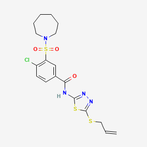B2963268 3-(azepan-1-ylsulfonyl)-4-chloro-N-[5-(prop-2-en-1-ylsulfanyl)-1,3,4-thiadiazol-2-yl]benzamide CAS No. 880405-50-5