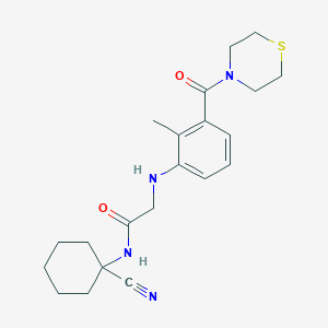 molecular formula C21H28N4O2S B2963286 N-(1-cyanocyclohexyl)-2-{[2-methyl-3-(thiomorpholine-4-carbonyl)phenyl]amino}acetamide CAS No. 1241181-57-6
