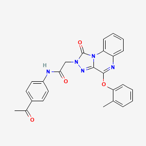 molecular formula C26H21N5O4 B2963295 N-(4-acetylphenyl)-2-[4-(2-methylphenoxy)-1-oxo-1H,2H-[1,2,4]triazolo[4,3-a]quinoxalin-2-yl]acetamide CAS No. 1189922-79-9