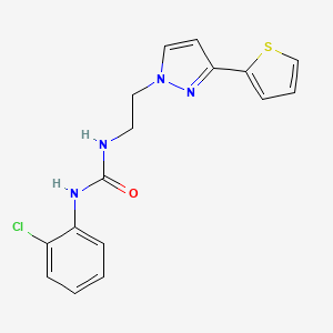 molecular formula C16H15ClN4OS B2963314 1-(2-chlorophenyl)-3-(2-(3-(thiophen-2-yl)-1H-pyrazol-1-yl)ethyl)urea CAS No. 1797307-69-7