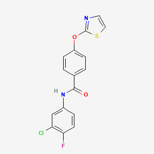 molecular formula C16H10ClFN2O2S B2963334 N-(3-chloro-4-fluorophenyl)-4-(1,3-thiazol-2-yloxy)benzamide CAS No. 2034321-89-4
