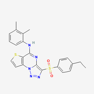 molecular formula C23H21N5O2S2 B2963474 N-(2,3-dimethylphenyl)-10-(4-ethylbenzenesulfonyl)-5-thia-1,8,11,12-tetraazatricyclo[7.3.0.0^{2,6}]dodeca-2(6),3,7,9,11-pentaen-7-amine CAS No. 892743-74-7