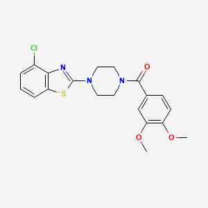 molecular formula C20H20ClN3O3S B2963495 4-Chloro-2-[4-(3,4-dimethoxybenzoyl)piperazin-1-yl]-1,3-benzothiazole CAS No. 897479-96-8