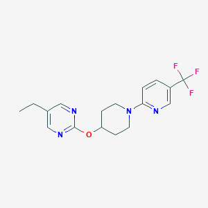 molecular formula C17H19F3N4O B2963510 5-Ethyl-2-({1-[5-(trifluoromethyl)pyridin-2-yl]piperidin-4-yl}oxy)pyrimidine CAS No. 2380069-21-4