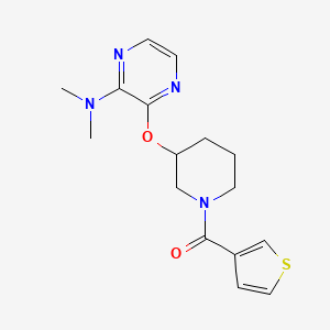 molecular formula C16H20N4O2S B2963564 N,N-dimethyl-3-{[1-(thiophene-3-carbonyl)piperidin-3-yl]oxy}pyrazin-2-amine CAS No. 2034502-66-2