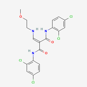 molecular formula C19H17Cl4N3O3 B2963578 N,N'-bis(2,4-dichlorophenyl)-2-[(2-methoxyethylamino)methylidene]propanediamide CAS No. 321433-39-0