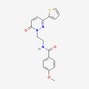 molecular formula C18H17N3O3S B2963585 4-methoxy-N-(2-(6-oxo-3-(thiophen-2-yl)pyridazin-1(6H)-yl)ethyl)benzamide CAS No. 946264-29-5