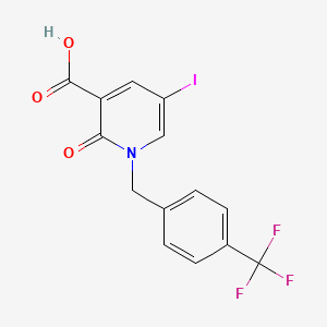 molecular formula C14H9F3INO3 B2963586 5-Iodo-2-oxo-1-[4-(trifluoromethyl)benzyl]-1,2-dihydro-3-pyridinecarboxylic acid CAS No. 937604-36-9