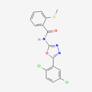 molecular formula C16H11Cl2N3O2S B2963594 N-[5-(2,5-dichlorophenyl)-1,3,4-oxadiazol-2-yl]-2-(methylsulfanyl)benzamide CAS No. 896026-10-1